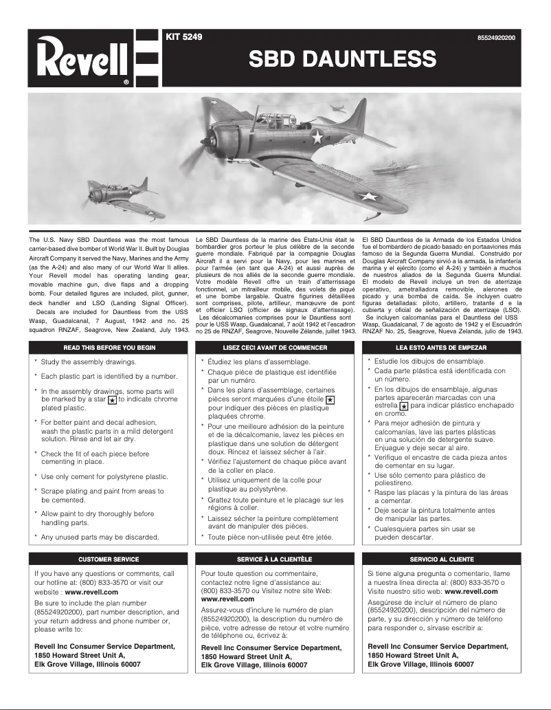 Page 1 de la notice Manuel utilisateur Revell SBD Dauntless