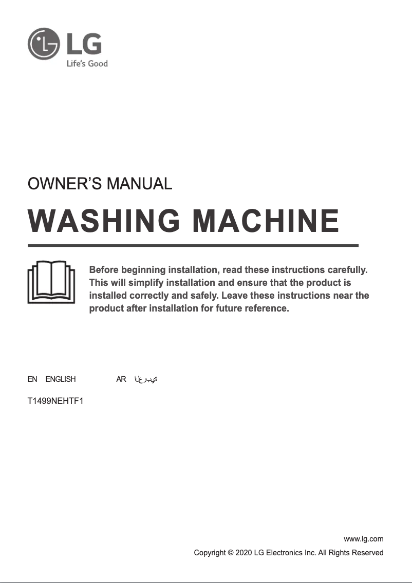Page 1 de la notice Manuel utilisateur LG T1499NEHTF1