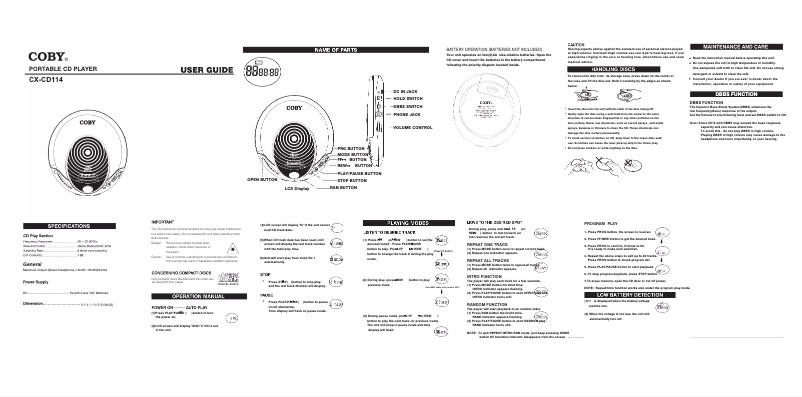 Página 1 del manual Manual de usuario Coby CX-CD114