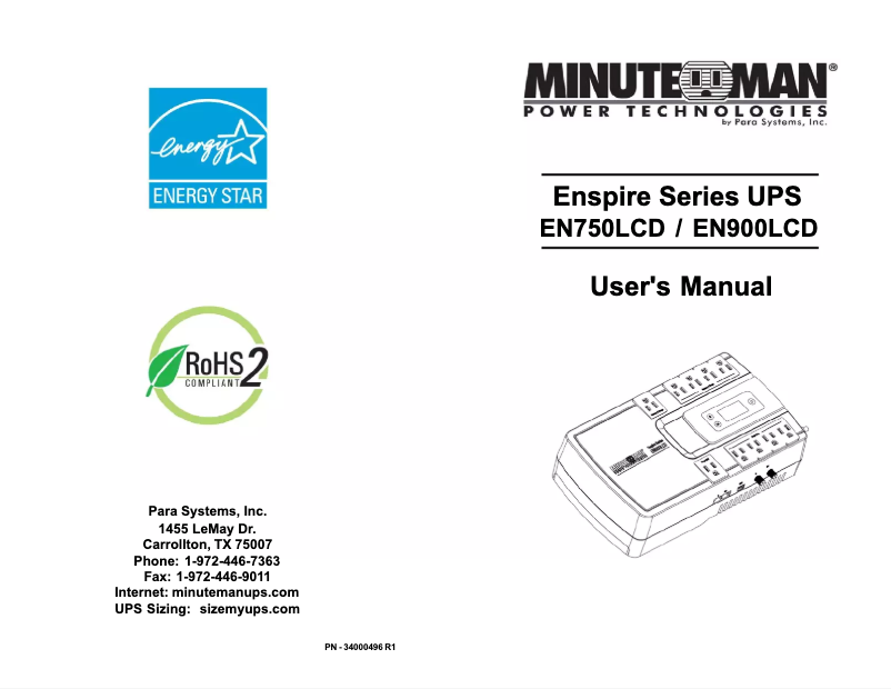 Page 1 de la notice Manuel utilisateur Minuteman EN900LCD