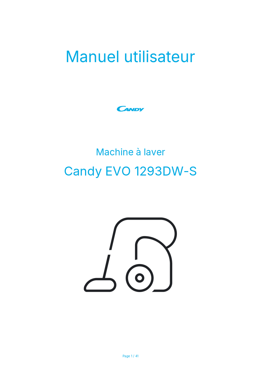 Page n°1 - Manuel utilisateur Candy EVO 1293DW-S