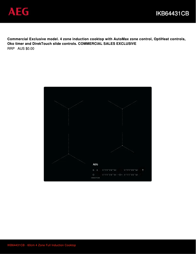 Página 1 del manual Ficha técnica AEG IKB64431CB