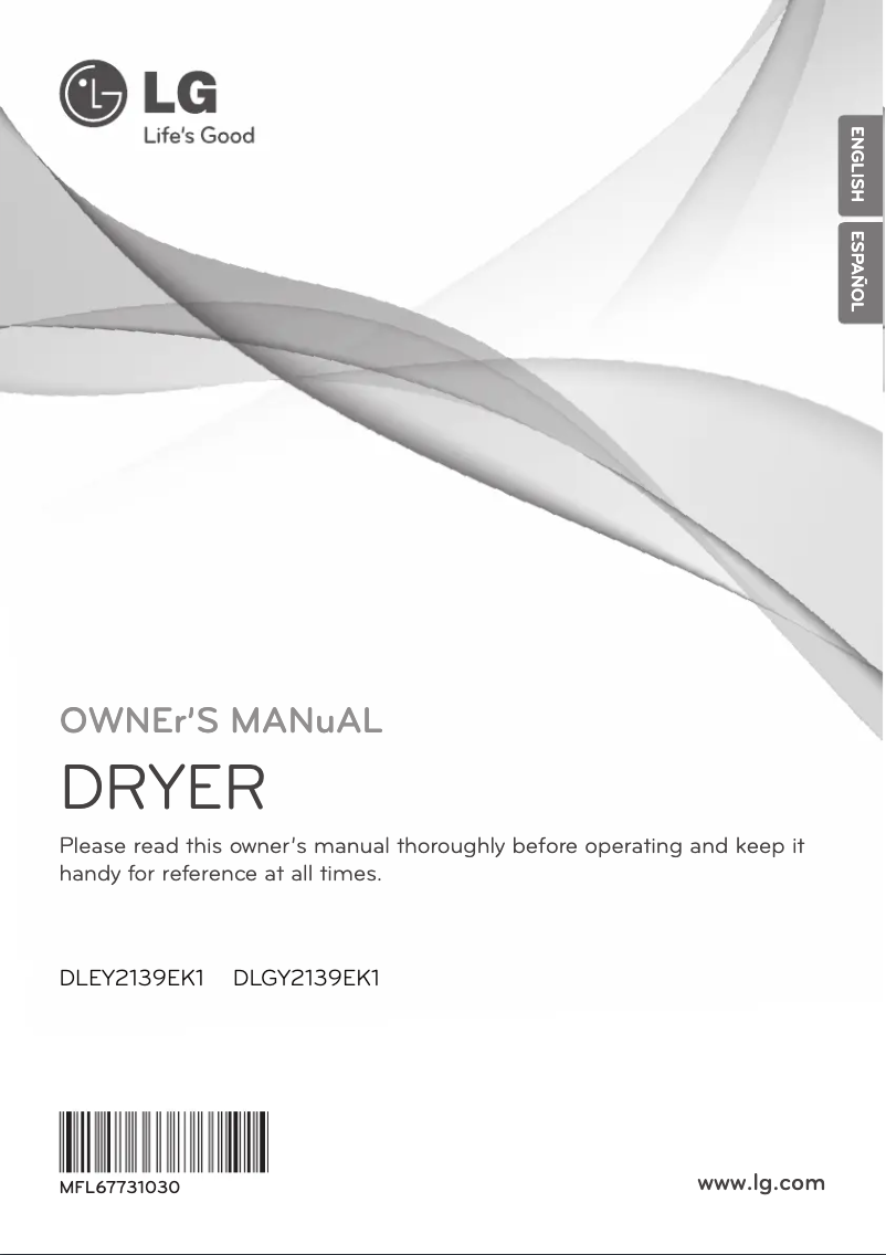 Image de la première page du manuel de l'appareil DLGY2139EK1