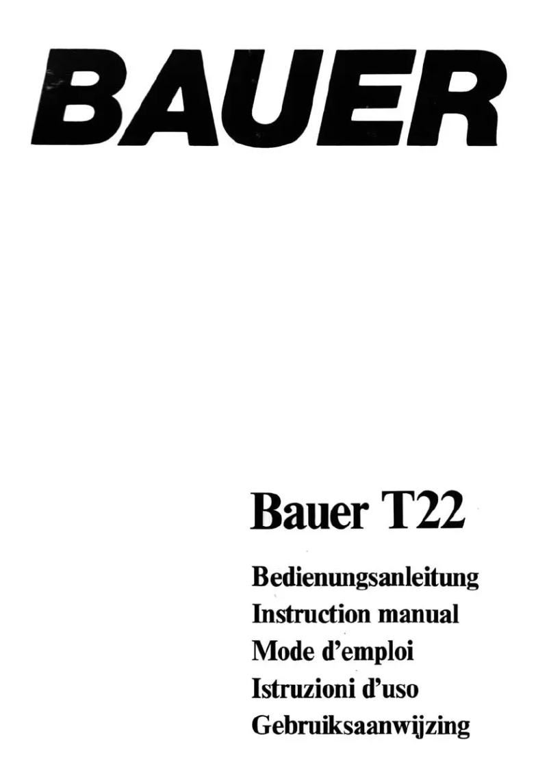 Page 1 de la notice Manuel utilisateur Bauer T22
