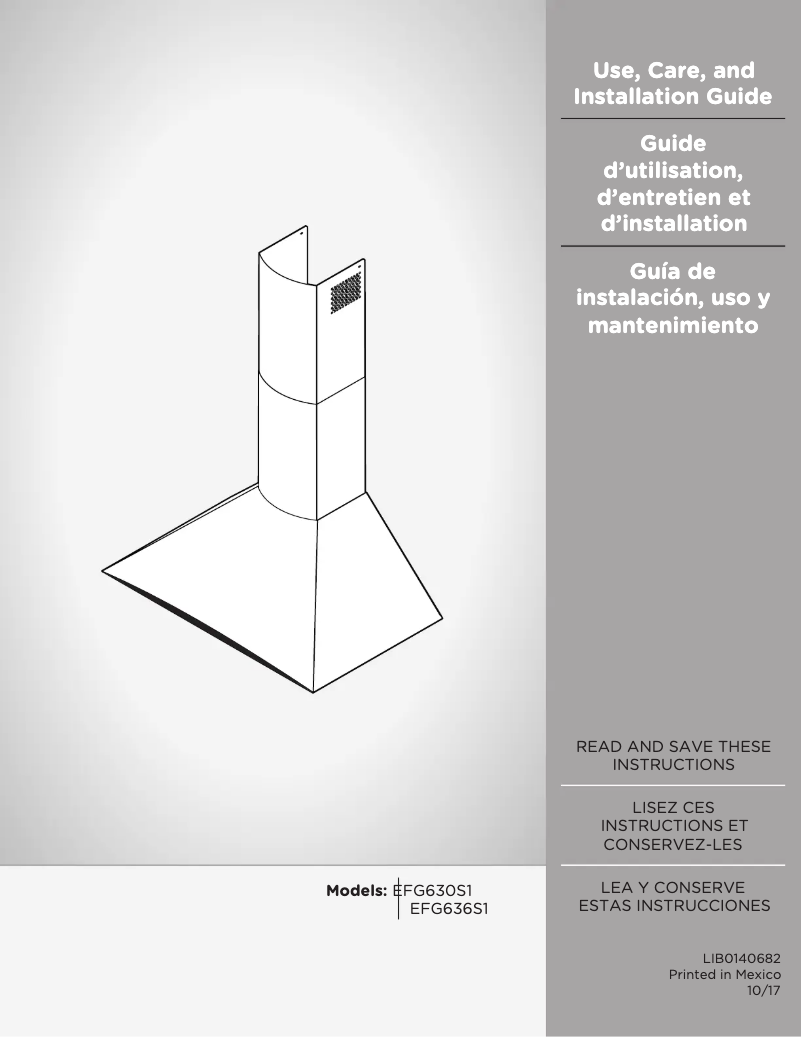 Page 1 de la notice Guide d'installation Elica Foglia EFG636S1