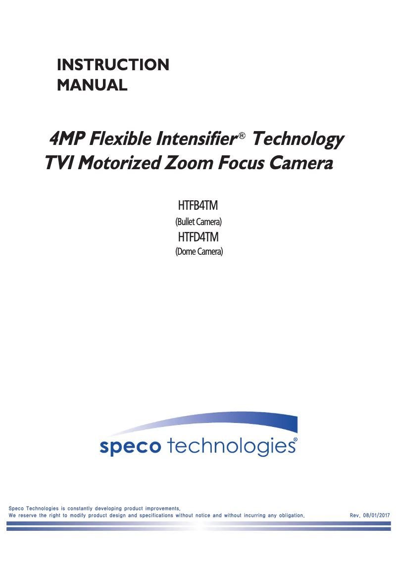 Page 1 de la notice Manuel utilisateur Speco Technologies HTFB4TM