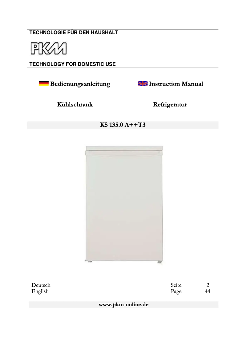 Page 1 de la notice Manuel utilisateur PKM KS135.0A++T3