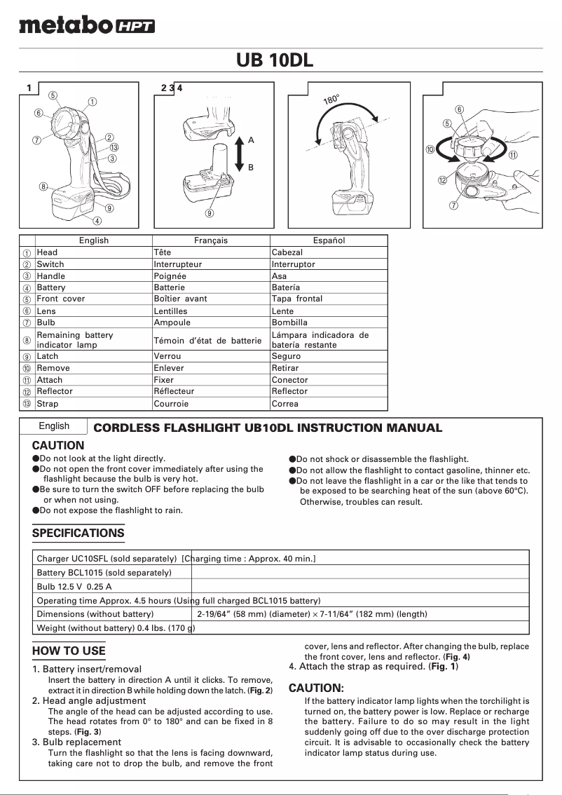 Page 1 of the manual User Manual HiKOKI UB10DL