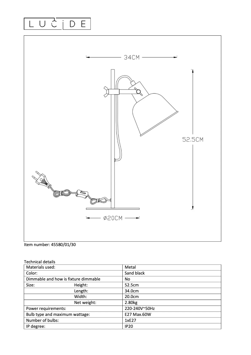 Page n°1 - Manuel utilisateur Lucide Pia 45580/01/30