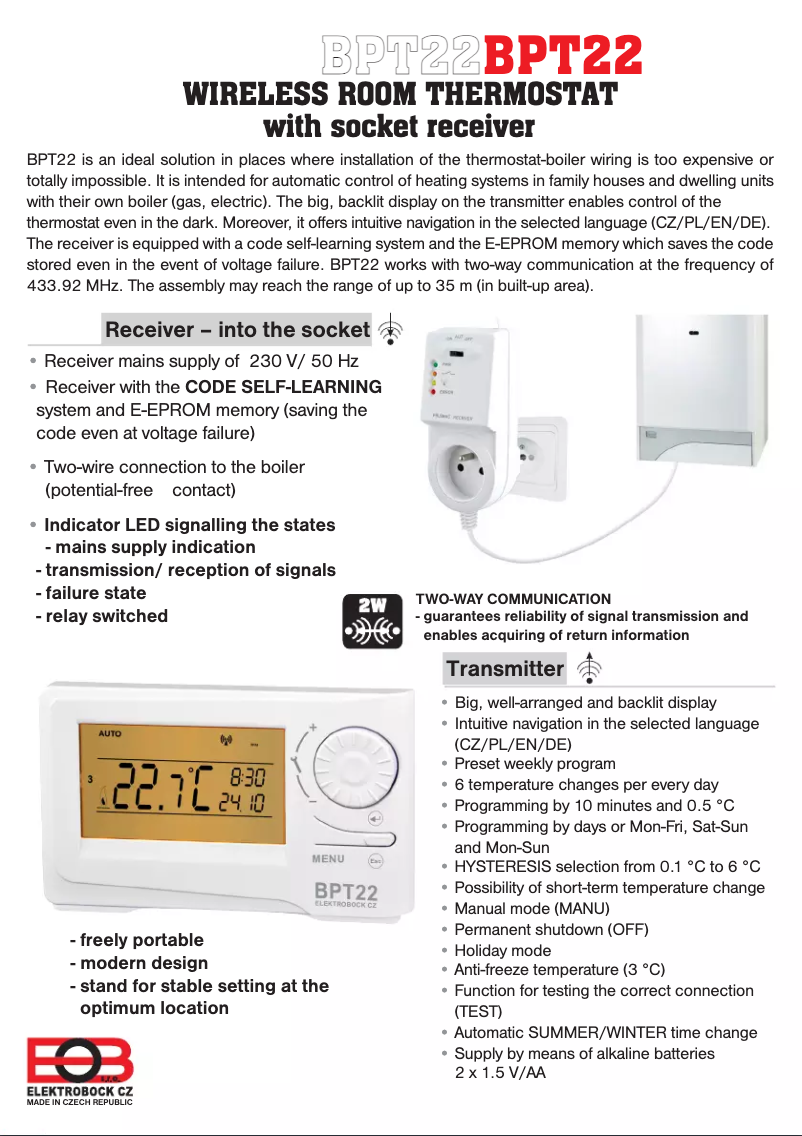 Page 1 de la notice Manuel utilisateur Elektrobock BT22