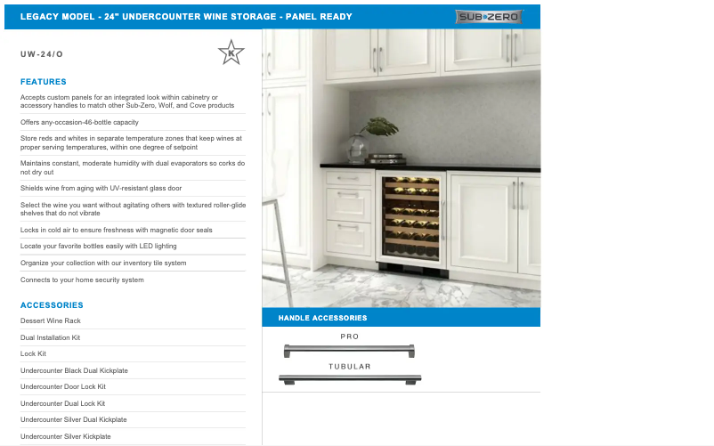 Page 1 de la notice Manuel utilisateur Sub-Zero UW-24/O