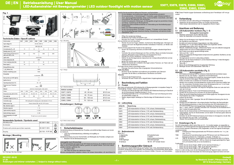 Page 1 de la notice Manuel utilisateur Goobay 53880