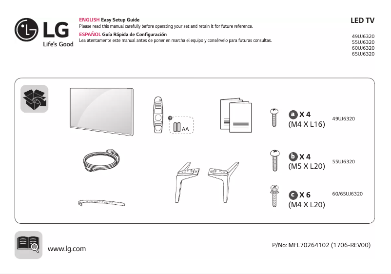 Page 1 de la notice Manuel utilisateur LG 60UJ6320-SA