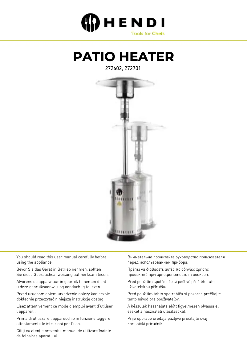 Page 1 de la notice Manuel utilisateur Hendi Lounge Heater 272411