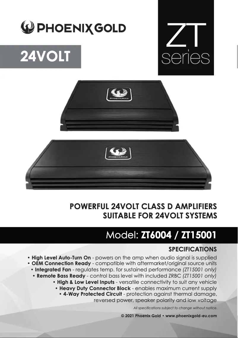 Page n°1 - Manuel utilisateur Phoenix Gold ZT15001