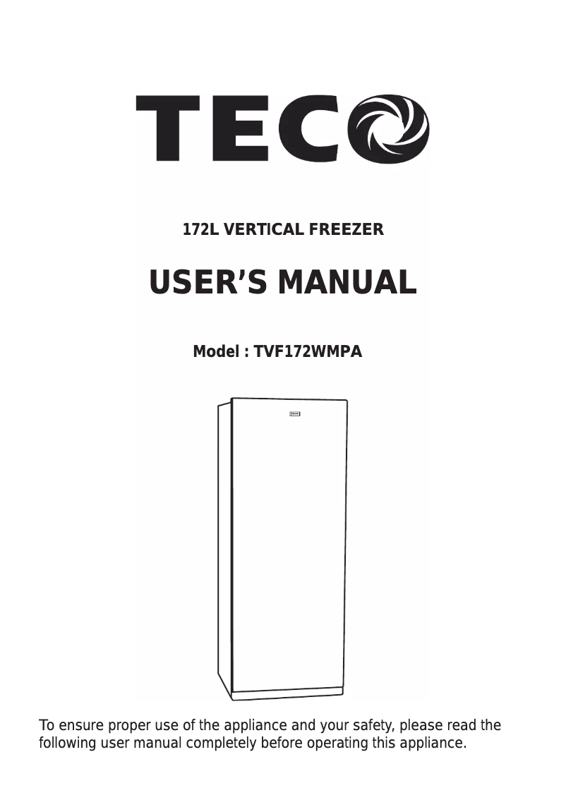 Page 1 de la notice Manuel utilisateur Teco TVF172WMPA