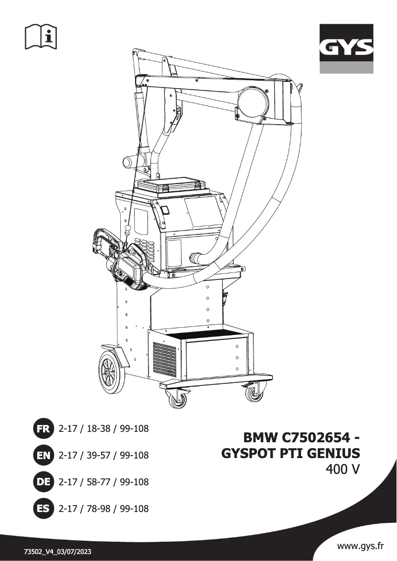 Page 1 de la notice Manuel utilisateur GYS BMW C7502654