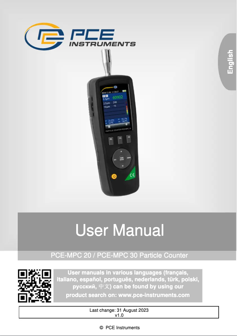 Imagen de la primera página del manual del dispositivo PCE-MPC 30