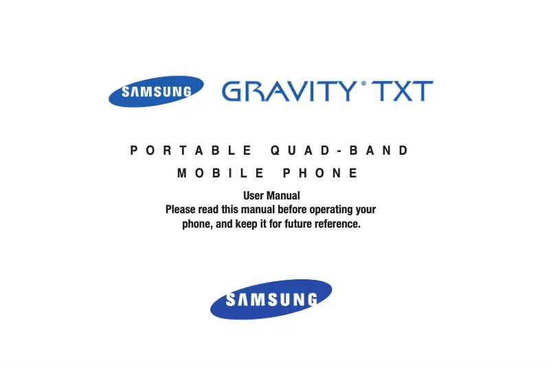 Page n°1 - Manuel utilisateur Samsung Gravity TXT