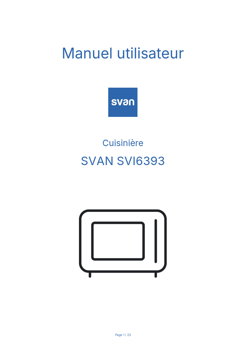 Page n°1 - Manuel utilisateur SVAN SVI6393