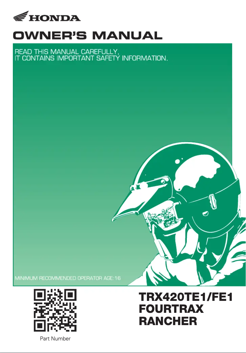 Image de la première page du manuel de l'appareil FourTrax Rancher TRX420TE1 (2019)