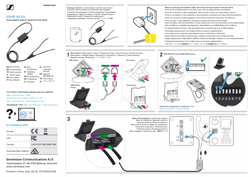 Page n°1 - Manuel utilisateur Sennheiser CEHS-AV 03