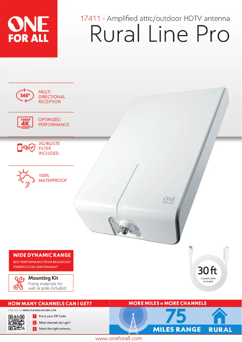 Page 1 de la notice Fiche technique One for all 17411