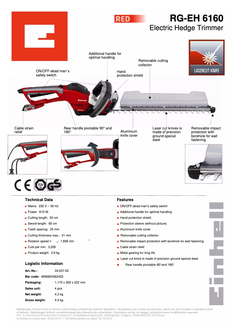 Image de la première page du manuel de l'appareil RG-EH 6160