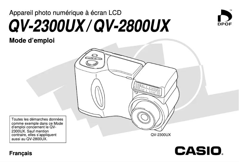 Page n°1 - Manuel utilisateur Casio QV-2800UX