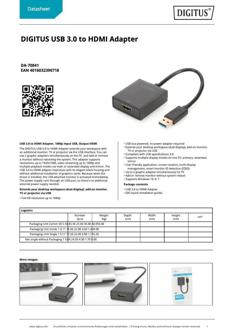 Page n°1 - Fiche technique Digitus DA-70841