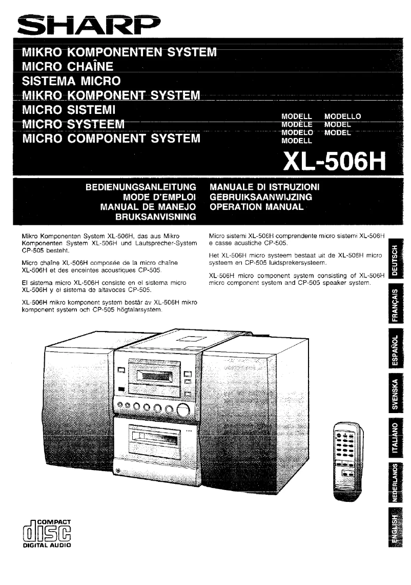 Page 1 de la notice Manuel utilisateur Sharp XL-506H