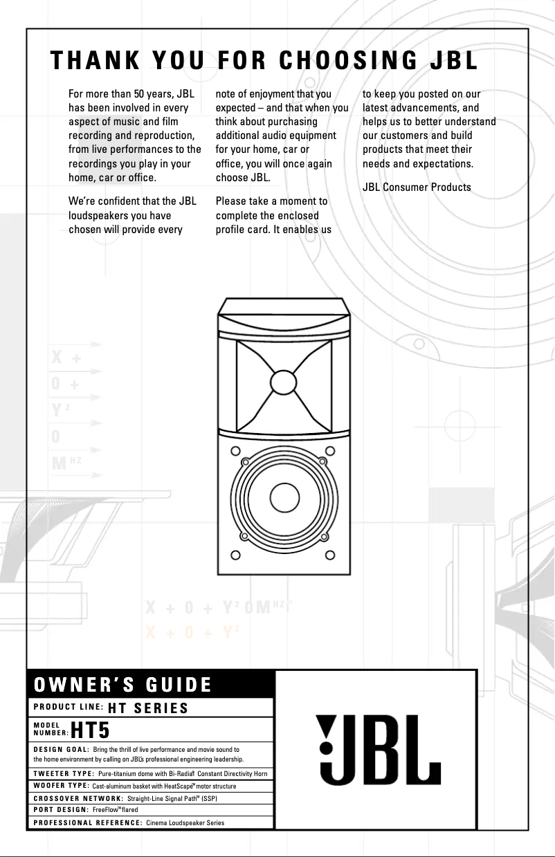 Page n°1 - Manuel utilisateur JBL HT5