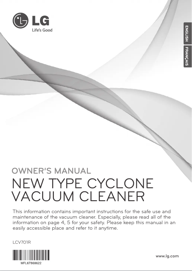 Page 1 de la notice Manuel utilisateur LG LCV701R