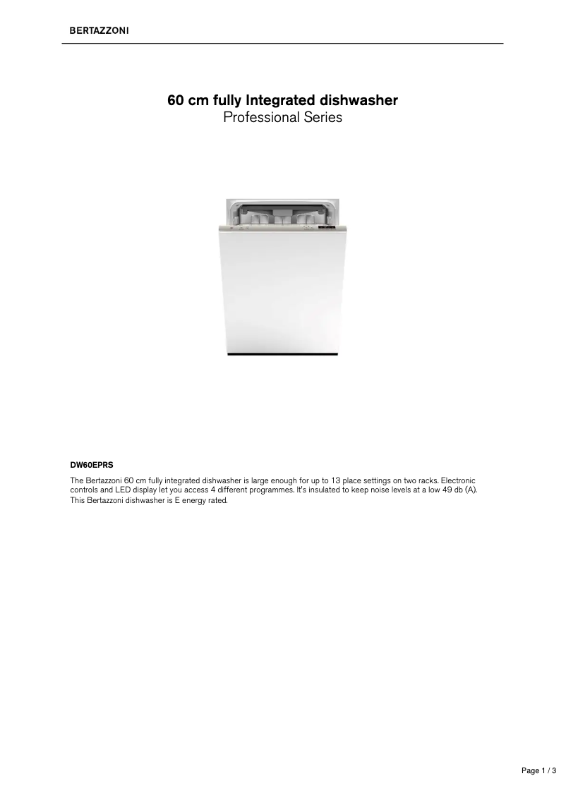 Image de la première page du manuel de l'appareil DW60EPRS