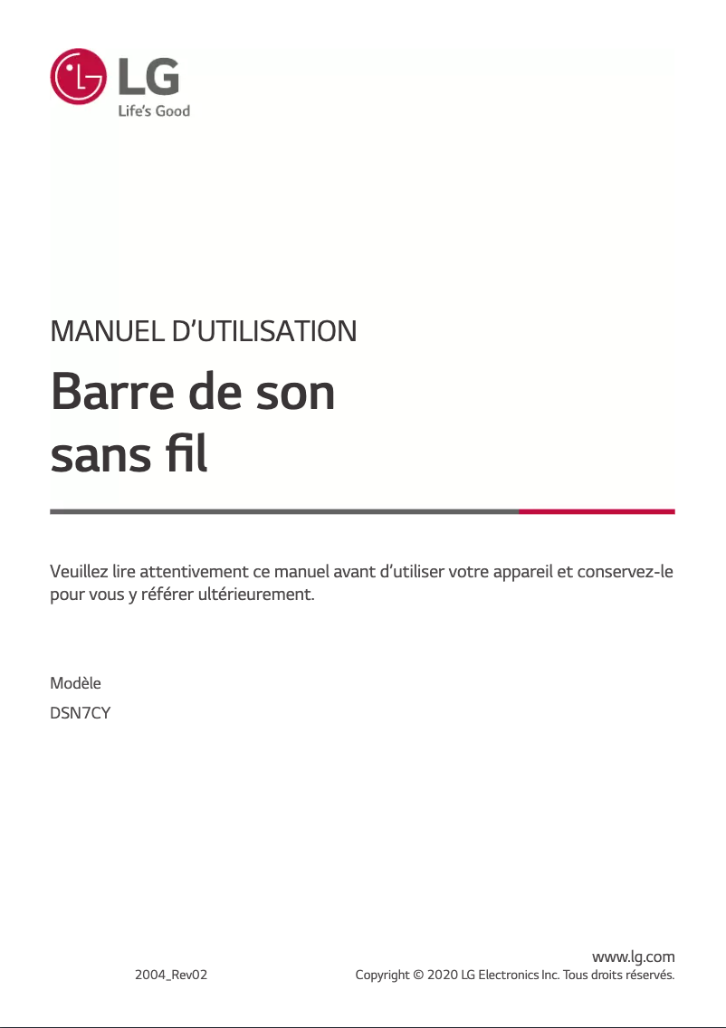 Page 1 de la notice Manuel utilisateur LG DSN7CY