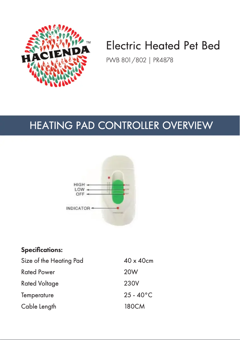 Page 1 de la notice Manuel utilisateur Hacienda PWB801