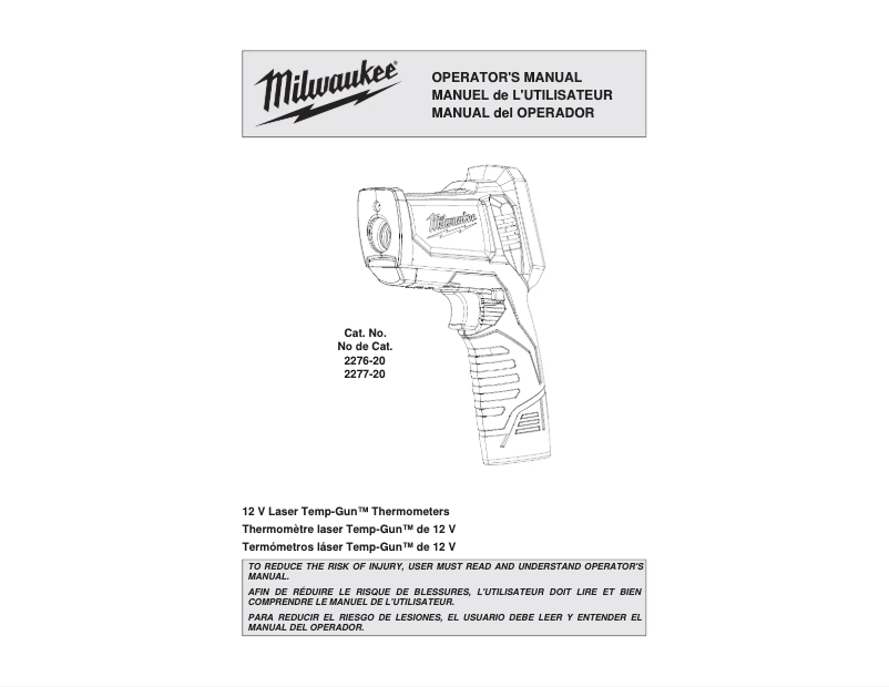 Image de la première page du manuel de l'appareil Temp-Gun M12 2276-21