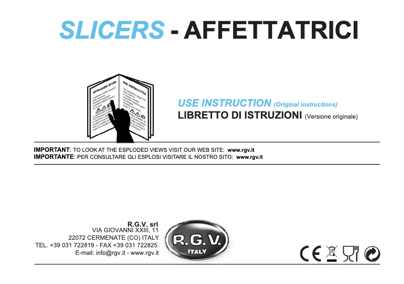 Page 1 de la notice Manuel utilisateur RGV Luxury Italia 25 GL