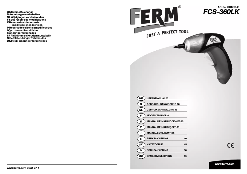 Page 1 de la notice Manuel utilisateur Ferm FCS-360LK