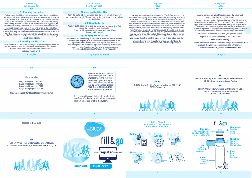 Page n°1 - Manuel utilisateur BRITA Fill & Go