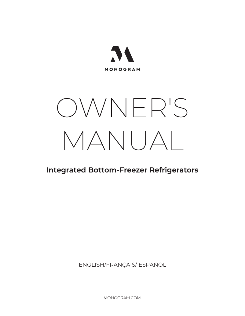 Page n°1 - Manuel utilisateur Monogram ZIC363NBVLH