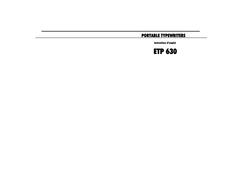 Page n°1 - Manuel utilisateur Olivetti Linea 603