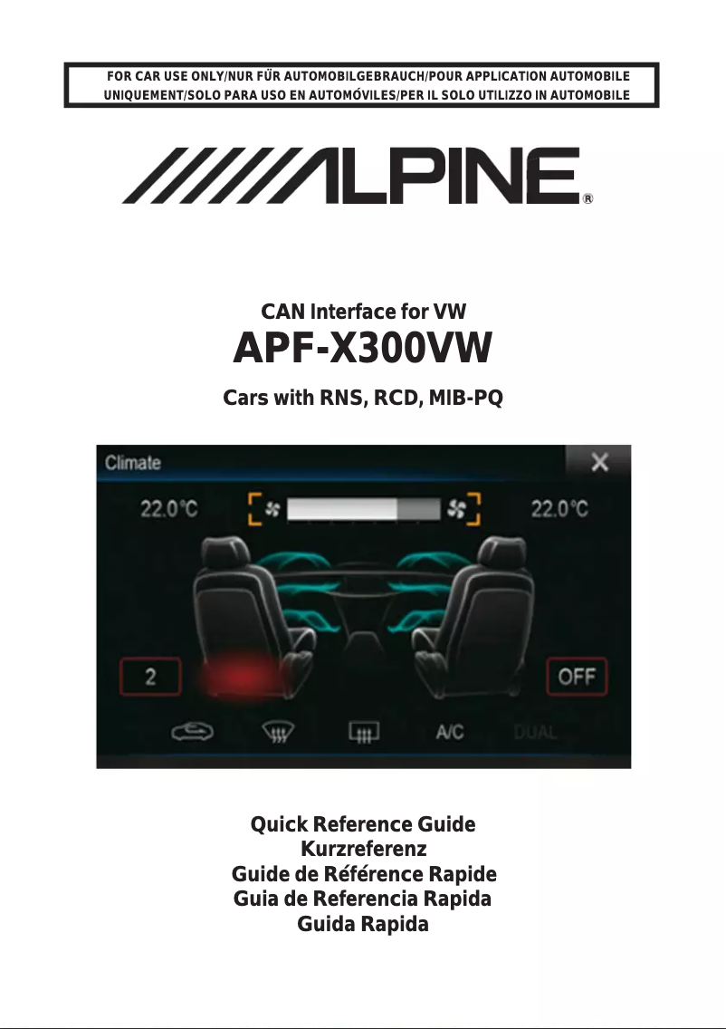 Page 1 de la notice Manuel utilisateur Alpine APF-X300VW