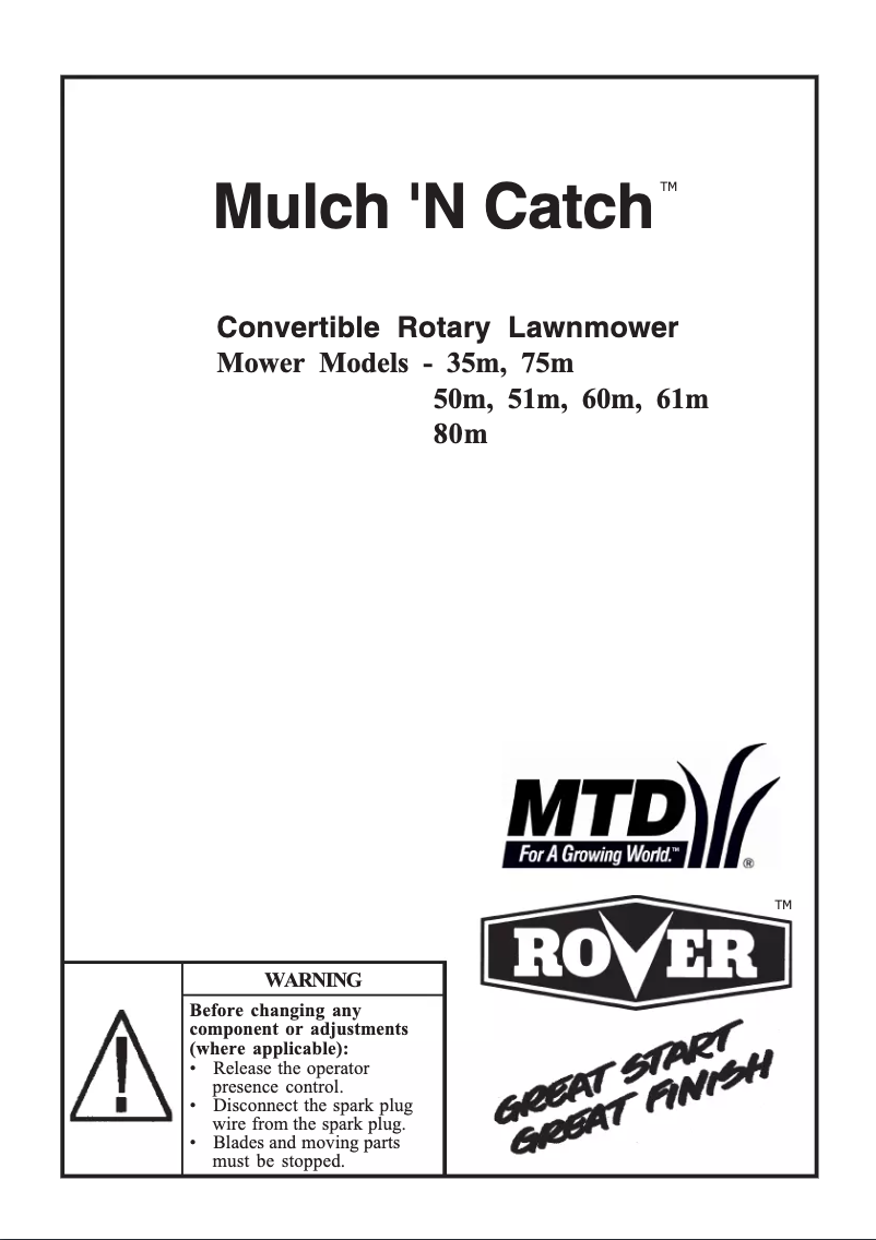 Image de la première page du manuel de l'appareil Mulch 'N Catch