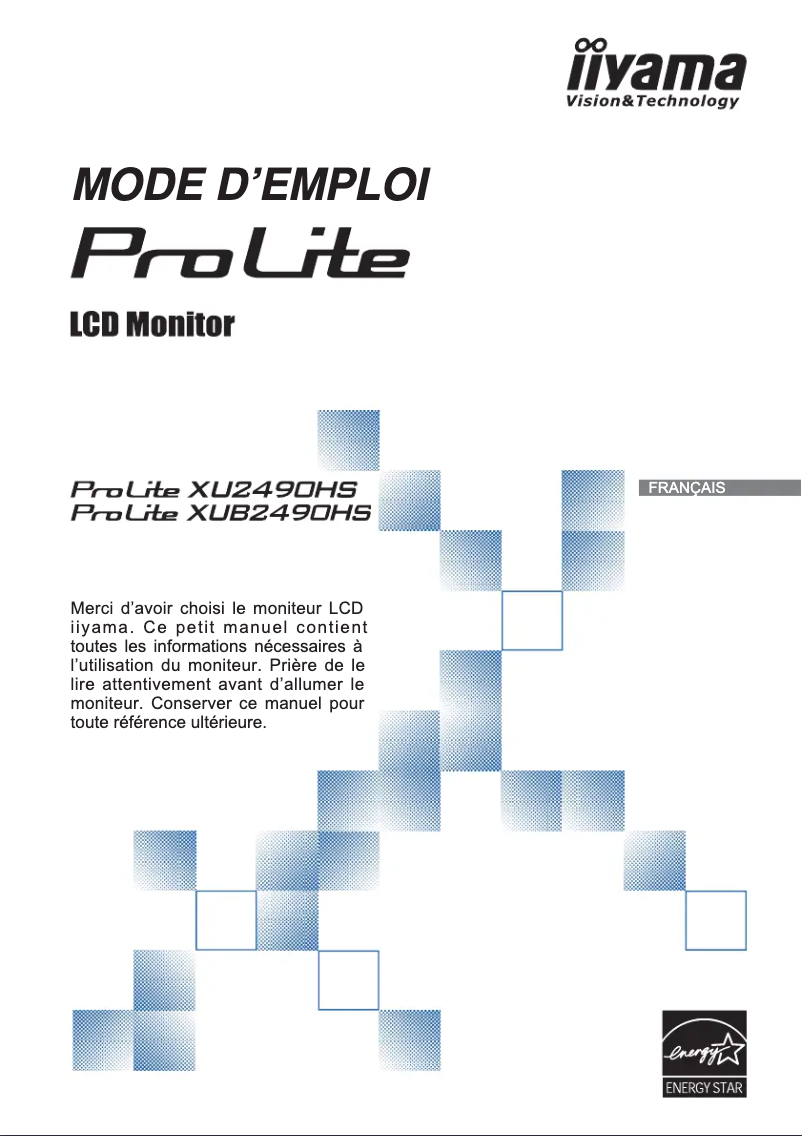 Page 1 de la notice Manuel utilisateur Iiyama ProLite XU2490HS-B1