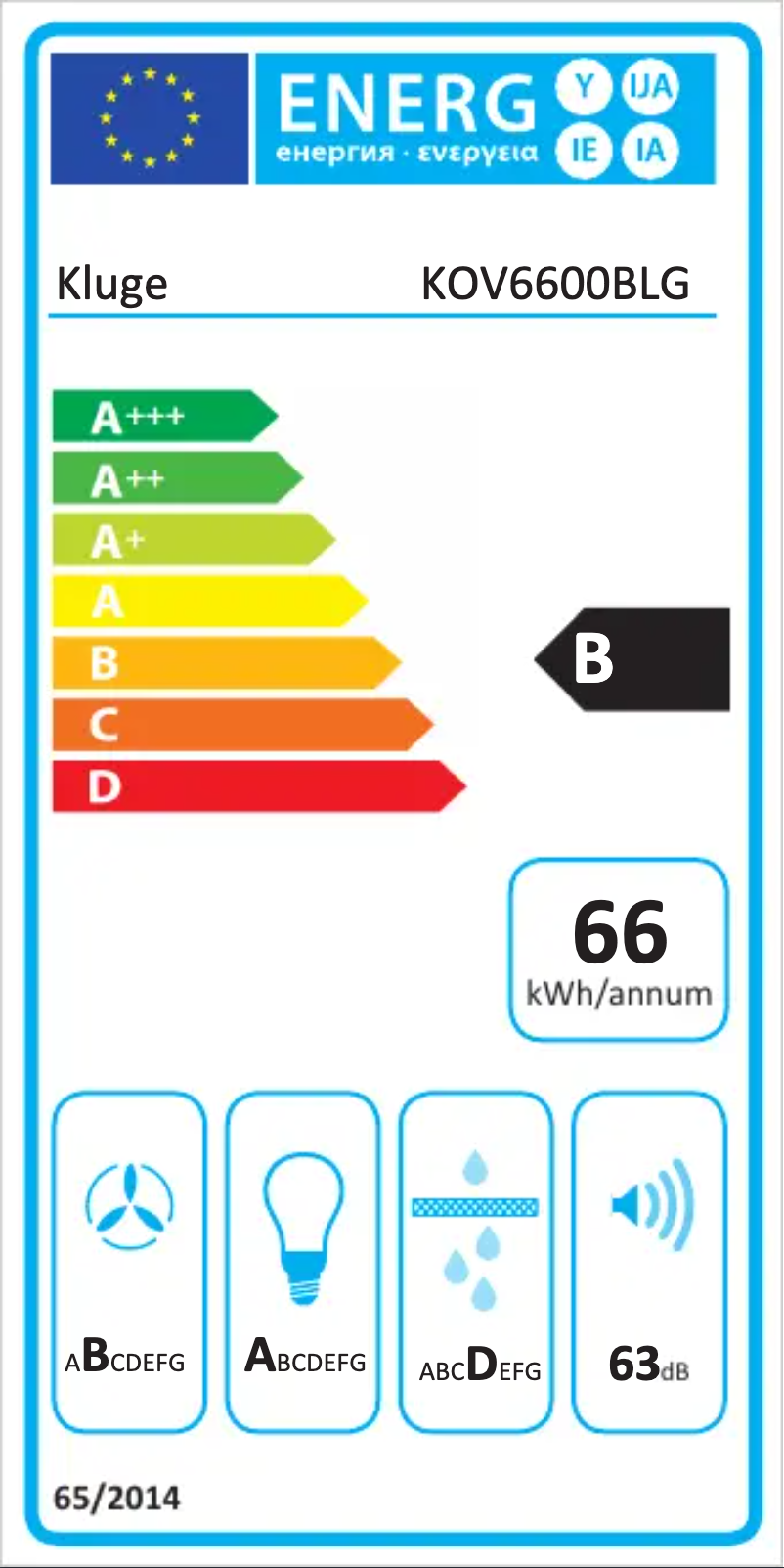 Page n°1 - Label énergétique Kluge KOV6600IX
