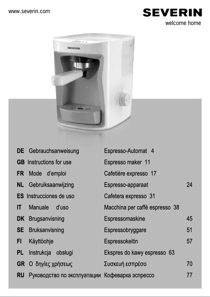 Page 1 de la notice Manuel utilisateur Severin KA 5993