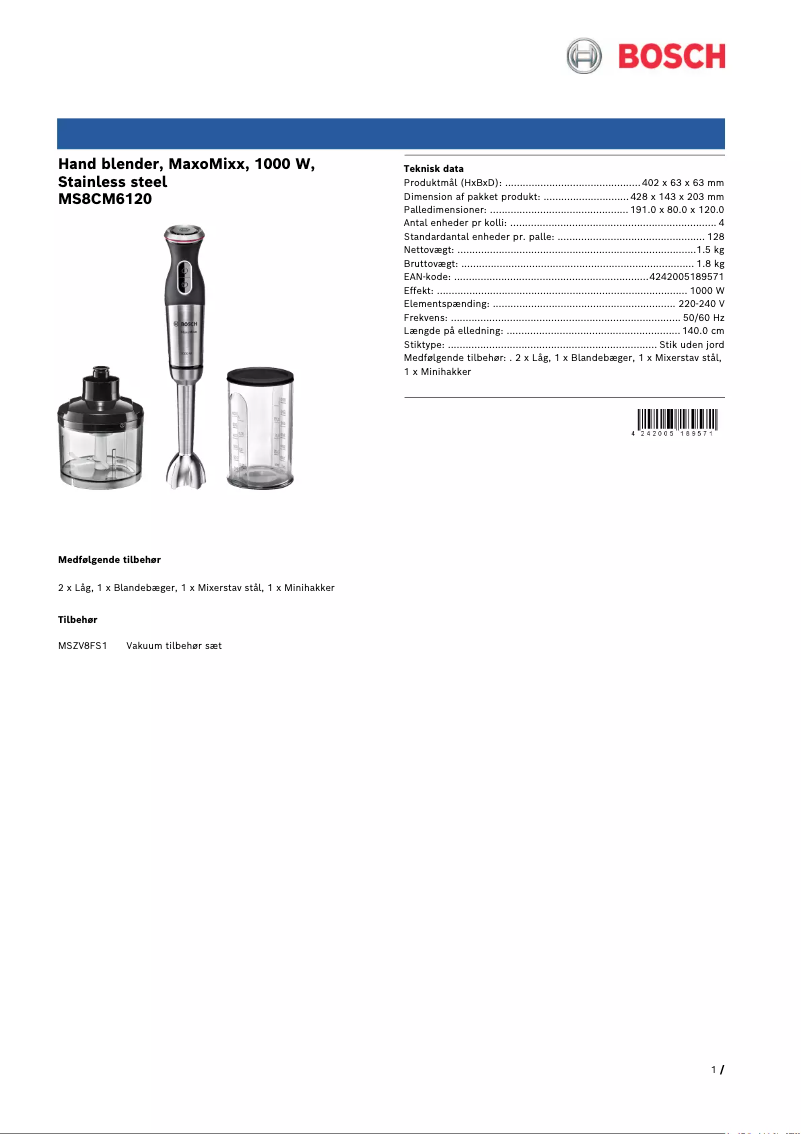 Page n°1 - Brochure Bosch MaxoMixx MS8CM6120