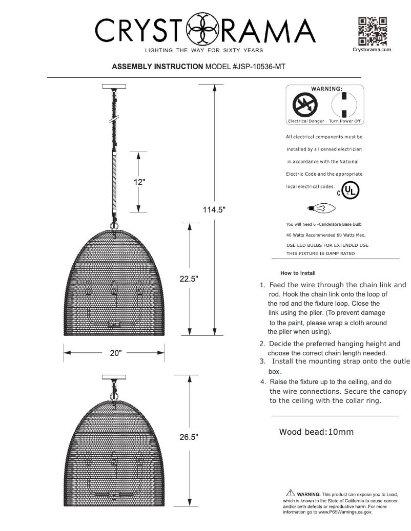 Page n°1 - Manuel utilisateur Crystorama Jasper JSP-10536-MT