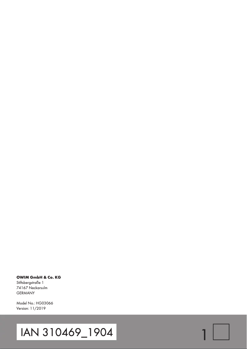 Imagen de la primera página del manual del dispositivo HG03066